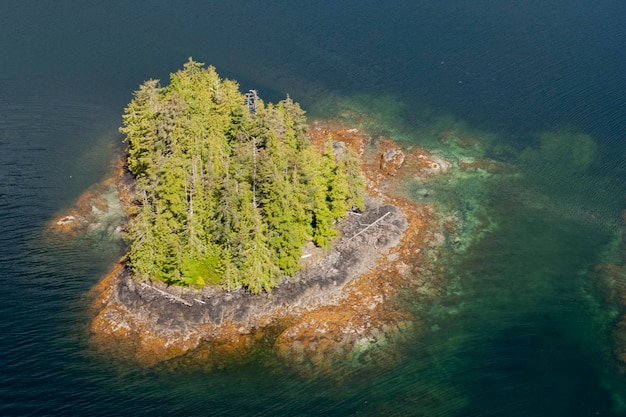 Vue aérienne de l'île du Prince de Galles de l'Alaska