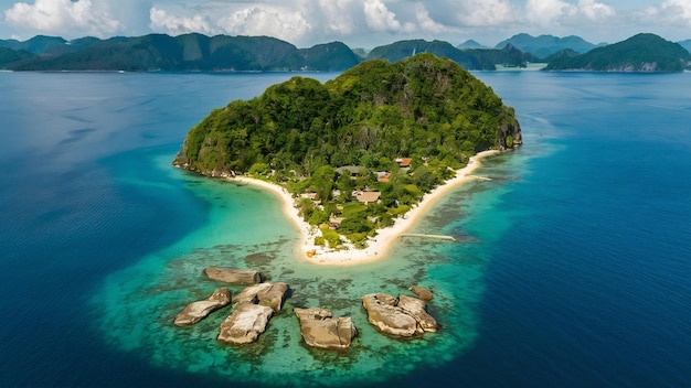 Vue aérienne de l'île de Koh Nangyuan en Surat Thani, en Thaïlande