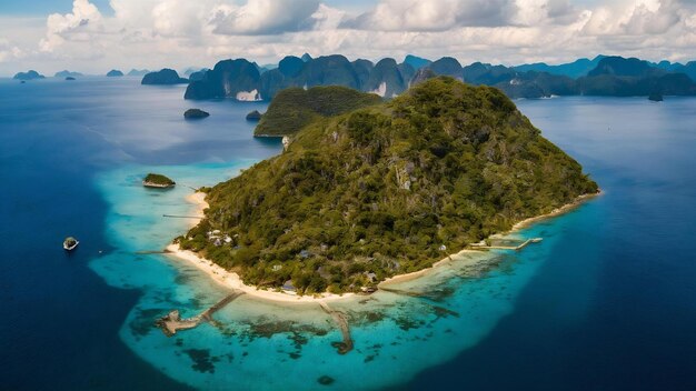 Photo vue aérienne de l'île de lao lading à krabi, en thaïlande