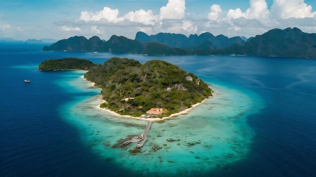 Photo vue aérienne de l'île de panyee à phang nga en thaïlande