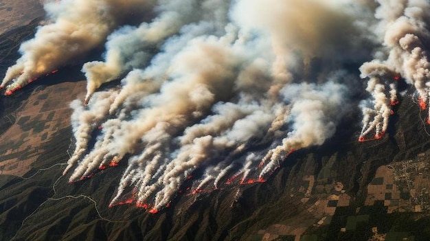 Vue aérienne des incendies de Carr et Ferguson dans le nord de la Californie