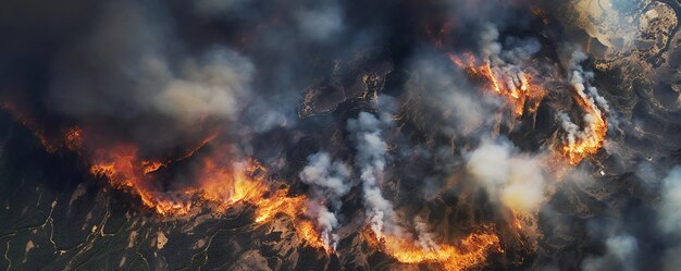 Vue aérienne des incendies de forêt