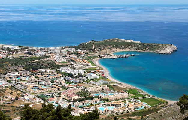 Vue aérienne de Kolymbia sur l'île de Rhodes