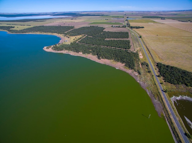 Vue aérienne de la lagune de la pampa La Pampa Province Patagonie Argentine