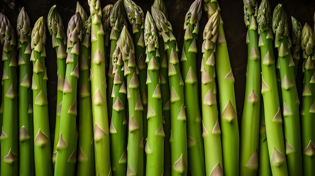 Vue aérienne de lances d'asperges fraîchement récoltées