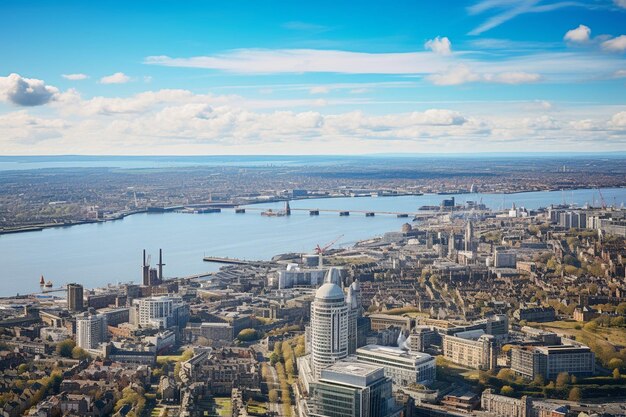 Vue aérienne de Liverpool d'un point de vue du Royaume-Uni