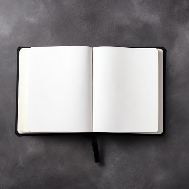 Vue aérienne d'un livre ouvert avec des pages blanches vides Composition de cahiers pour les magazines de catalogue