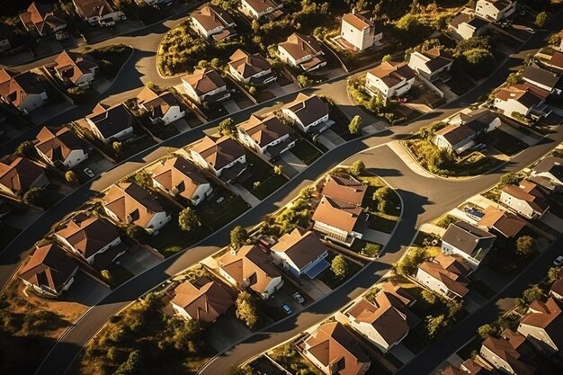 vue aérienne des maisons d'habitation en été