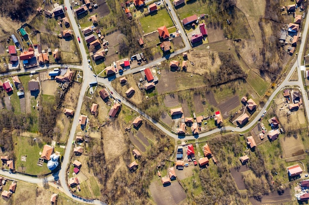 Photo vue aérienne des maisons sur le paysage