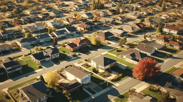 Vue aérienne des maisons d'un voisin minimaliste