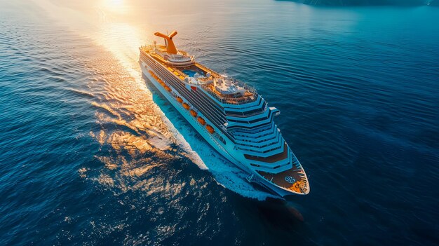 Photo vue aérienne d'un majestueux navire de croisière