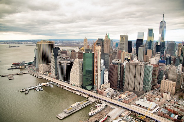 Vue aérienne de Manhattan depuis l'hélicoptère New York City