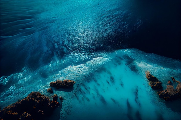 Vue aérienne de la mer tropicale bleue ai générative