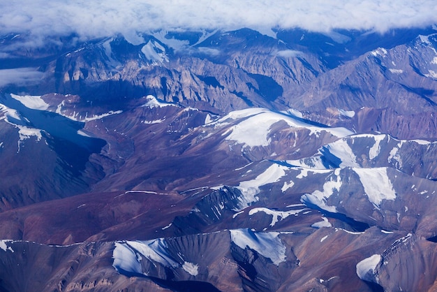 Vue aérienne des montagnes de l'Himalaya