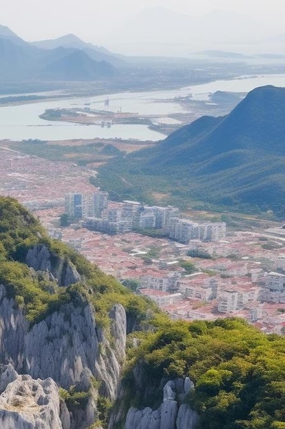 Vue aérienne des montagnes de marbre de Da Nang qui est une destination très célèbre