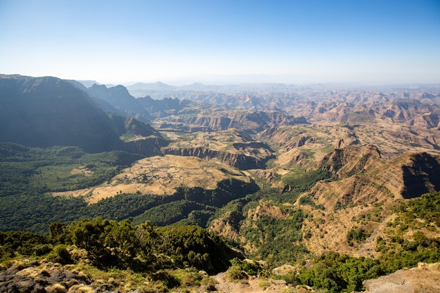 Vue aérienne des montagnes Semien, Ethiopie, Corne de l'Afrique