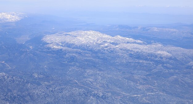 vue aérienne des montagnes