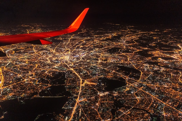 Vue aérienne de Moscou la nuit