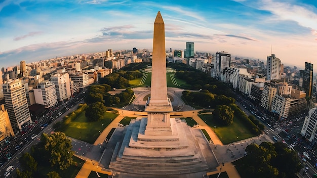 Photo vue aérienne de l'obélisque de buenos aires depuis un drone