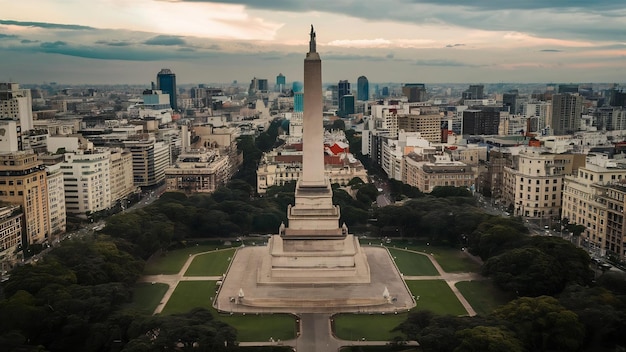 Photo vue aérienne de l'obélisque de buenos aires depuis un drone