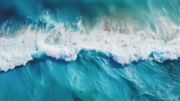 Une vue aérienne d'un océan bleu avec des vagues