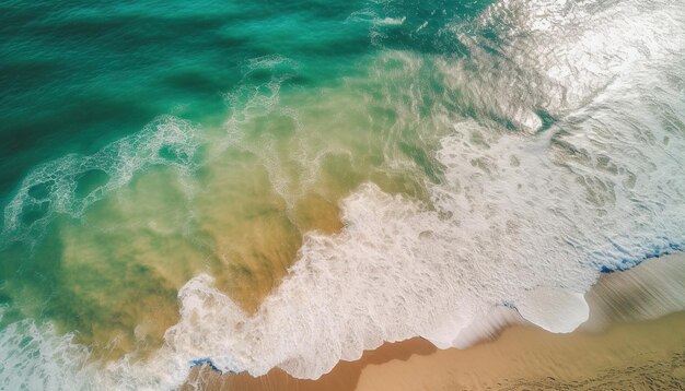 Vue aérienne de l'océan et du sable