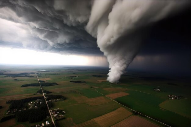 Vue aérienne de l'ouragan générée par l'IA