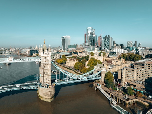 Vue aérienne panoramique de londres et de la tamise