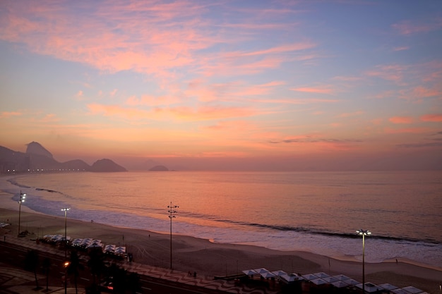 Vue aérienne panoramique de la plage de Copacabana