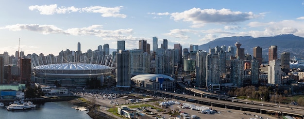 Vue aérienne panoramique sur les toits de la ville de Vancouver