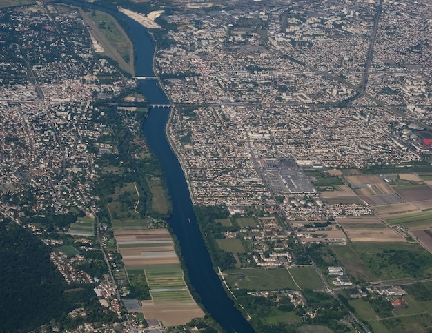 Vue aérienne de Paris avec Seine