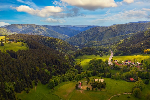 Vue aérienne de la partie donovaly hanesy en slovaquie