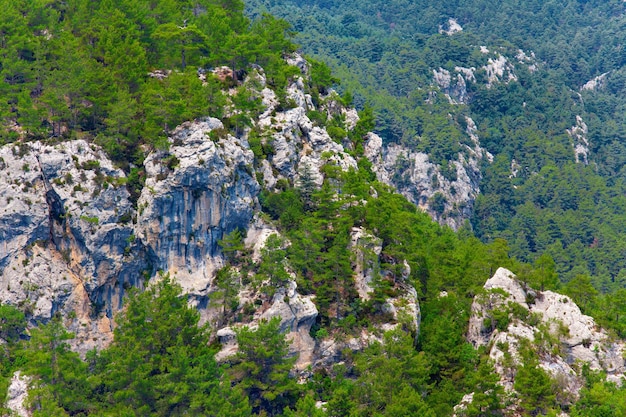 Vue aérienne de paysage de montagne Tahtali vert turc