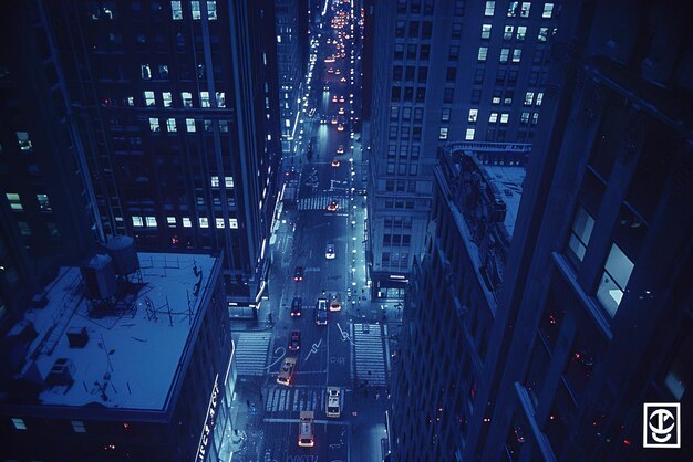 Une vue aérienne d'un paysage urbain animé, d'un style de vie rapide et d'une énergie dynamique de la métropole.