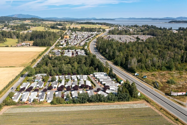 Vue aérienne de la péninsule de Saanich de Central Saanich BC Canada