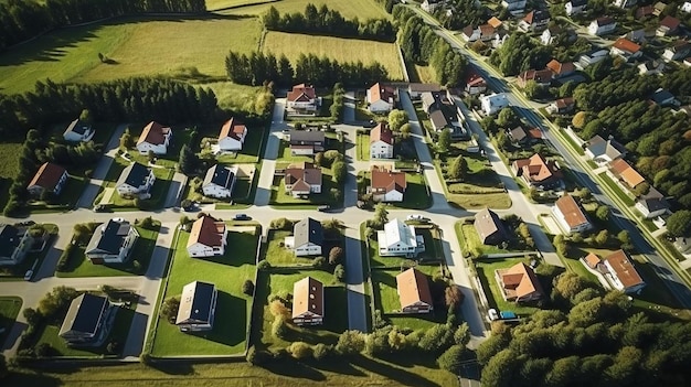 Photo vue aérienne d'un petit village vue du haut d'un immeuble traditionnel en tchèque en regardant droit vers le bas