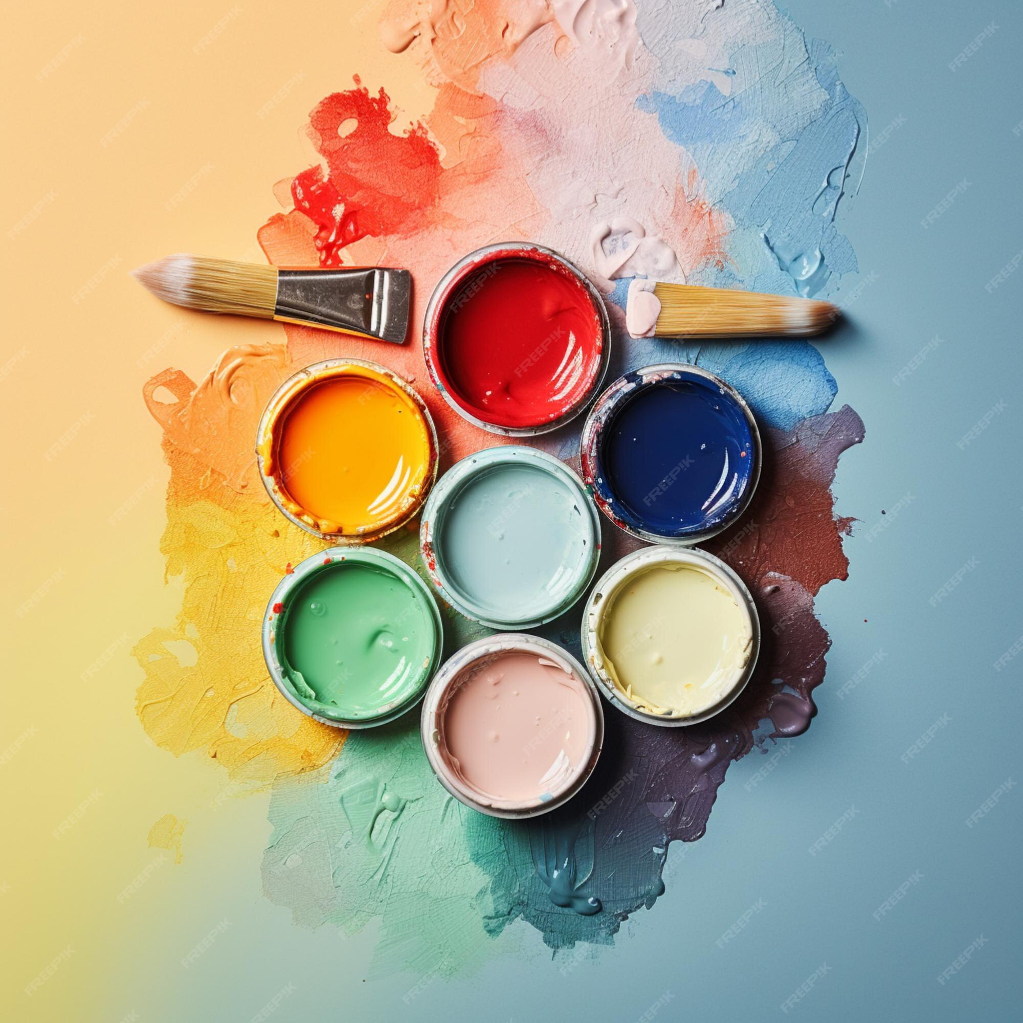 Vue Aérienne D'un Pinceau De Bricolage Avec Des Crayons De Couleur Art  Généré Par Ai