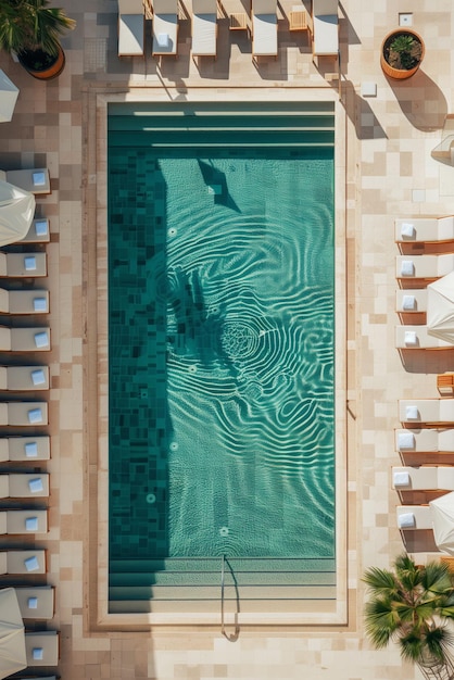 Vue aérienne d'une piscine de luxe