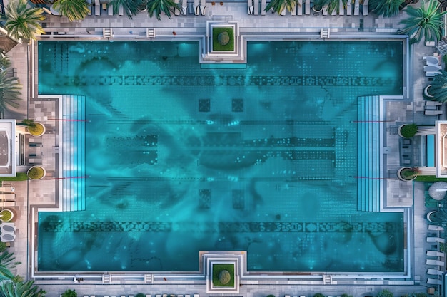 Vue aérienne d'une piscine de luxe