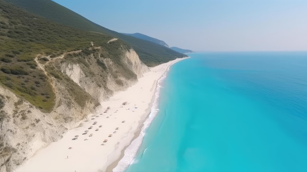 Vue aérienne de la plage blanche des falaises blanches de la mer blanche grèce sereine