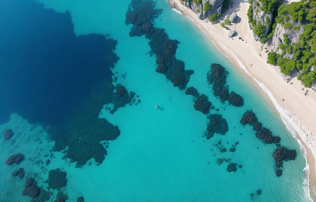 Vue aérienne de la plage de Grand Anse aux Seychelles Vue de la mer par drone