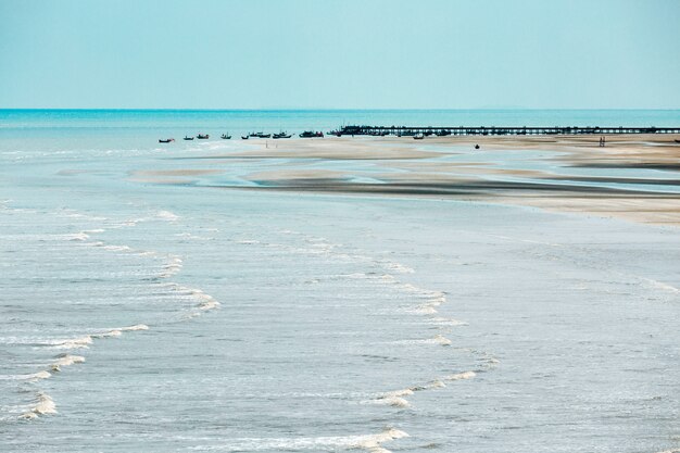 Vue aérienne, plage, mer