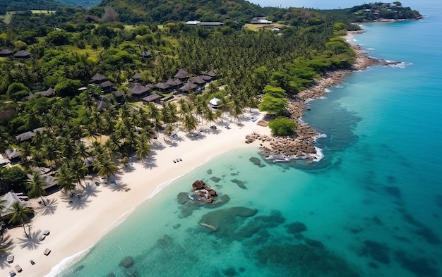 Vue aérienne de la plage et de l'océan de Koh Samui Bliss