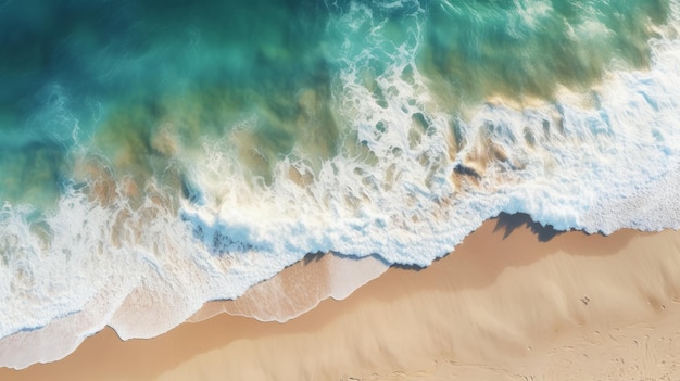 une vue aérienne d'une plage et de l'océan