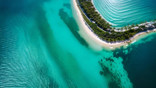 Une vue aérienne de la plage et de l'océan