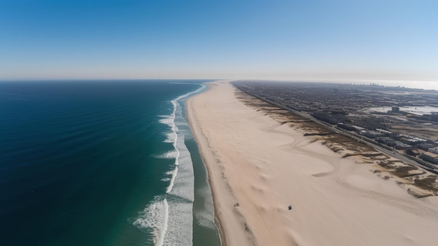 Vue aérienne d'une plage et de l'océan