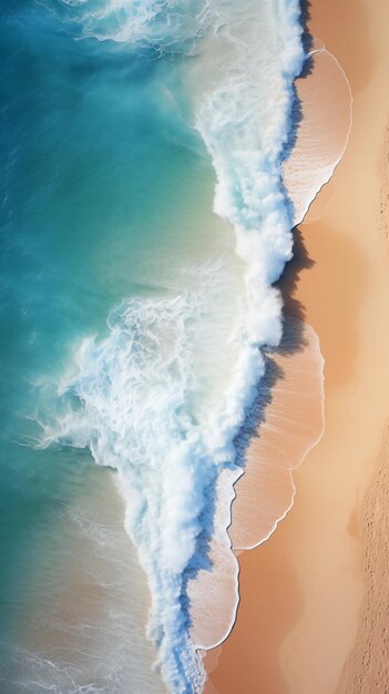 Vue aérienne d'une plage et des papiers peints de l'océan pour smartphones