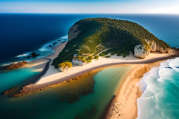 Vue aérienne de la plage rocheuse de la mer Noire en Crimée