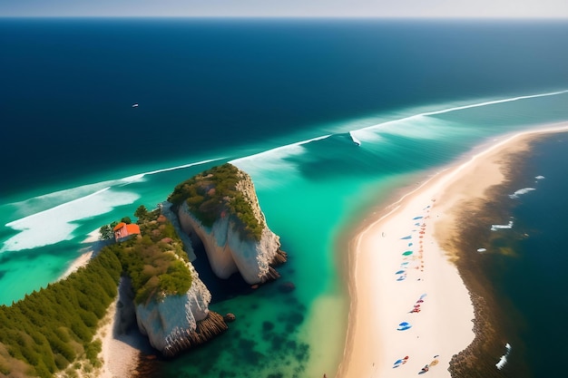 Vue aérienne de la plage rocheuse de la mer Noire en Crimée