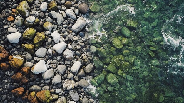 une vue aérienne de la plage et des vagues dans le style des compositions texturées Contexte